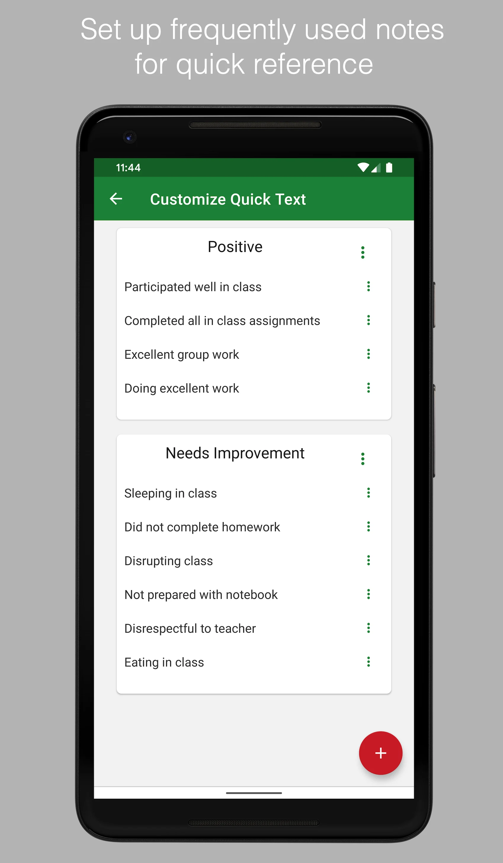 Teacher Notes screenshot